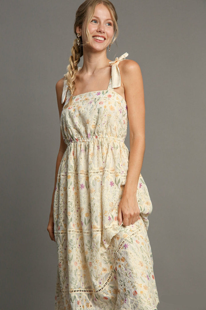Bow Tie Strap Floral Dress