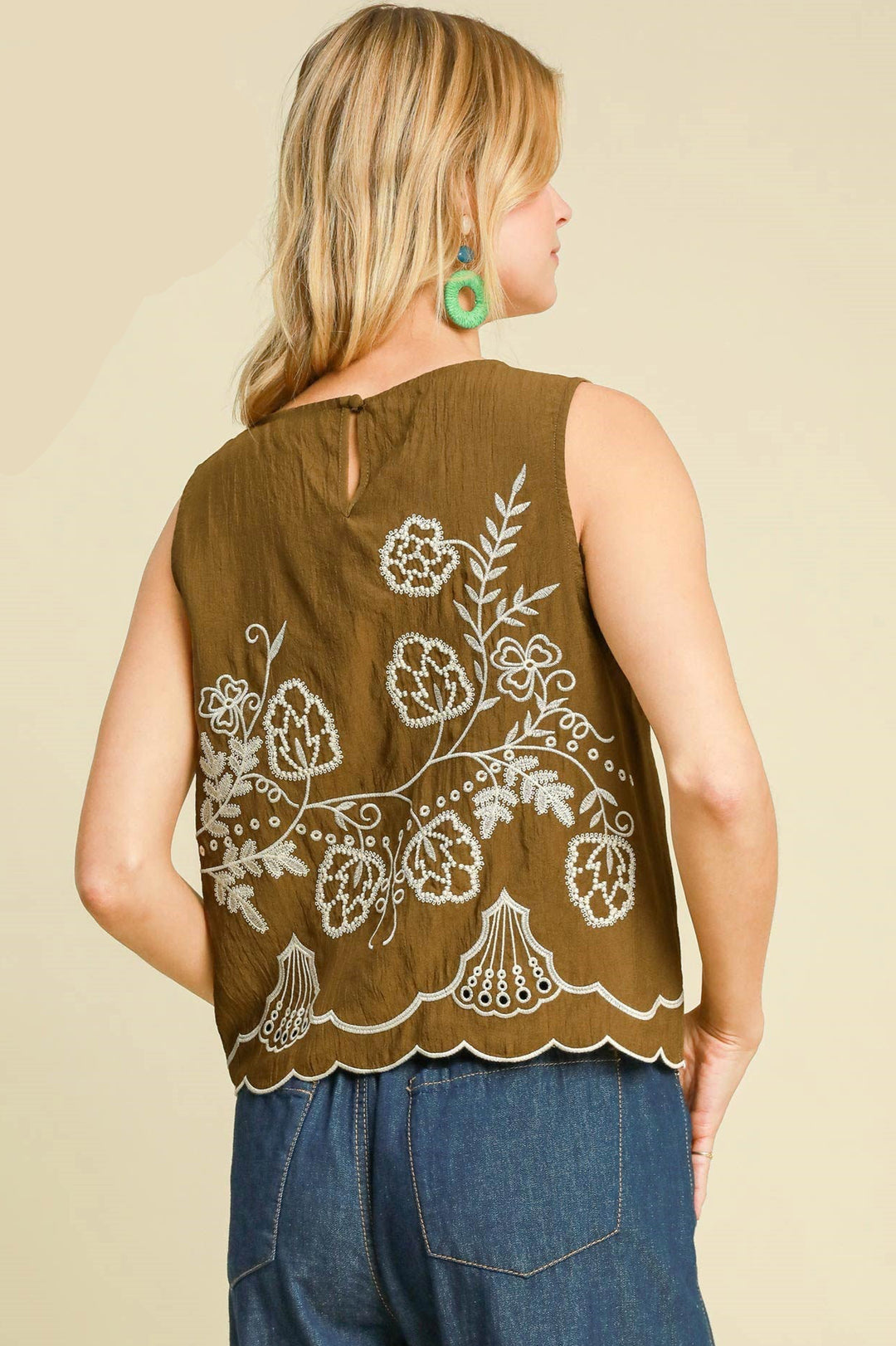 Scalloped & Embroidered Top