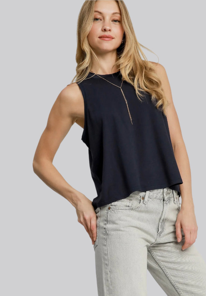 Flowy Crew Neck Tank Top