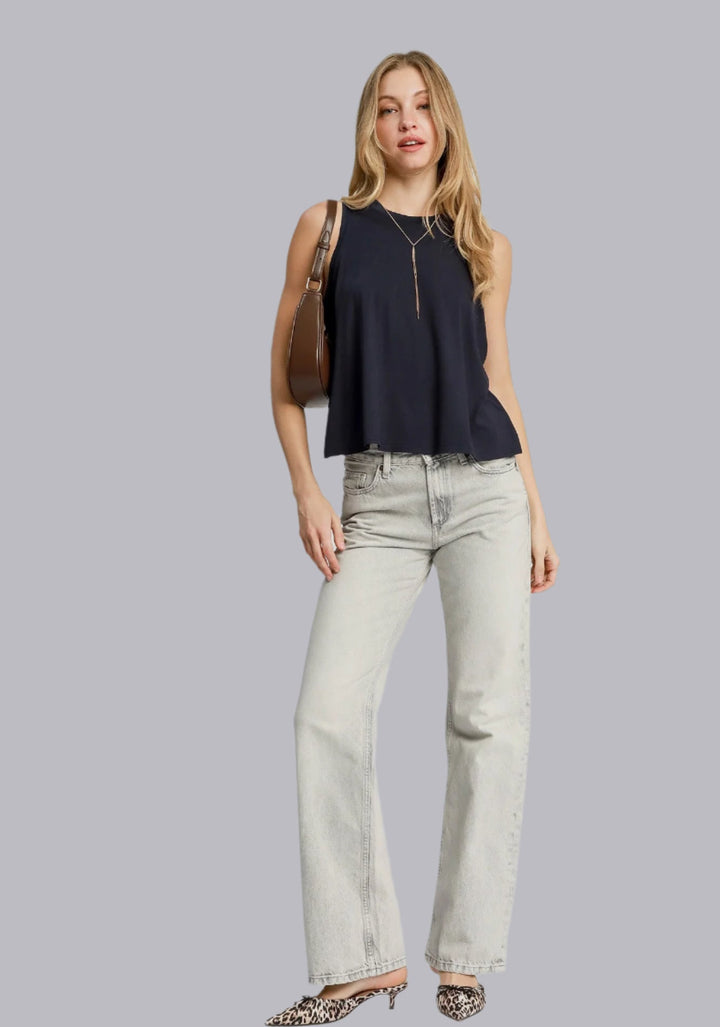 Flowy Crew Neck Tank Top