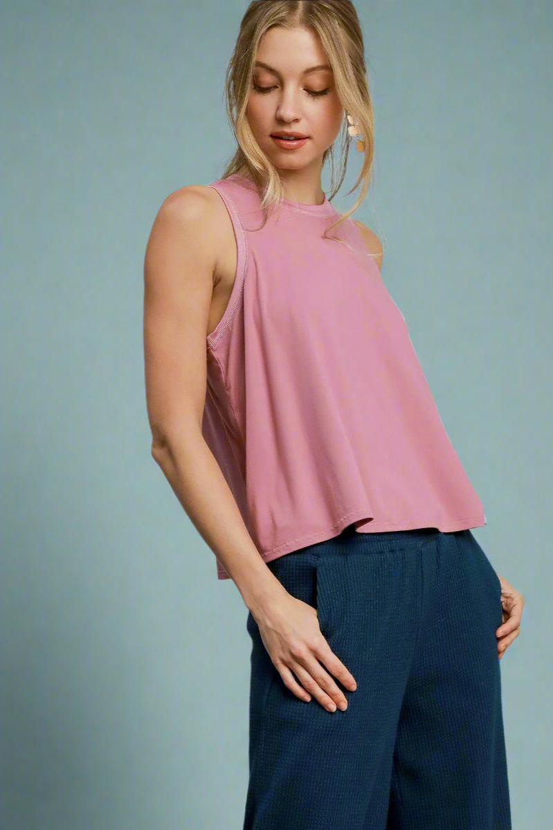 Flowy Crew Neck Tank Top
