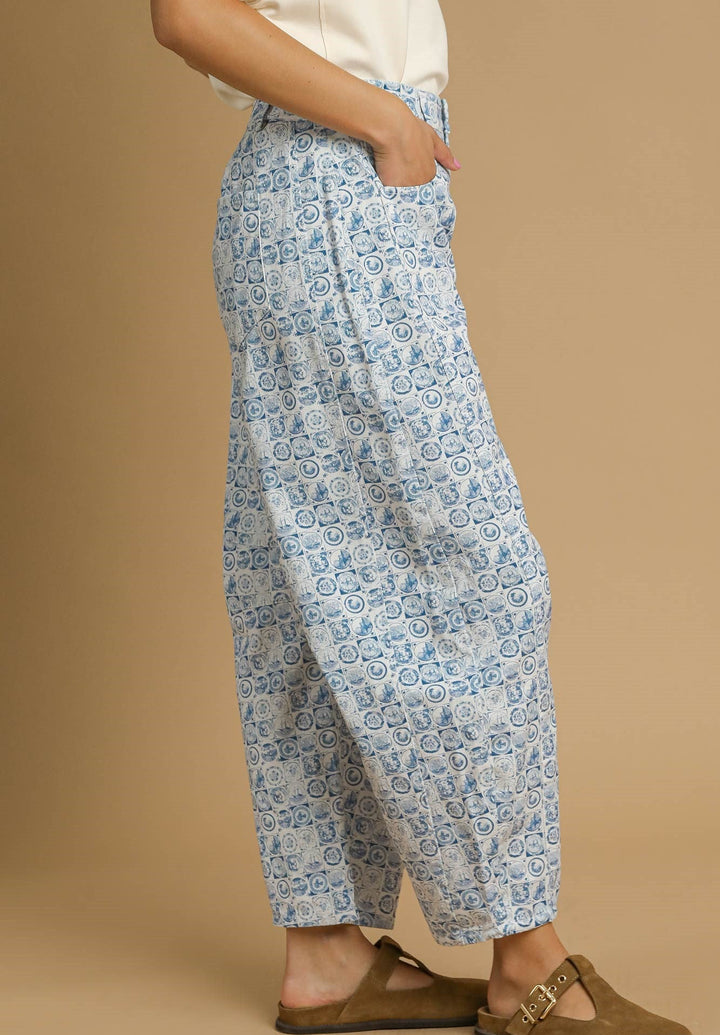 Coin Print Barrel Pants