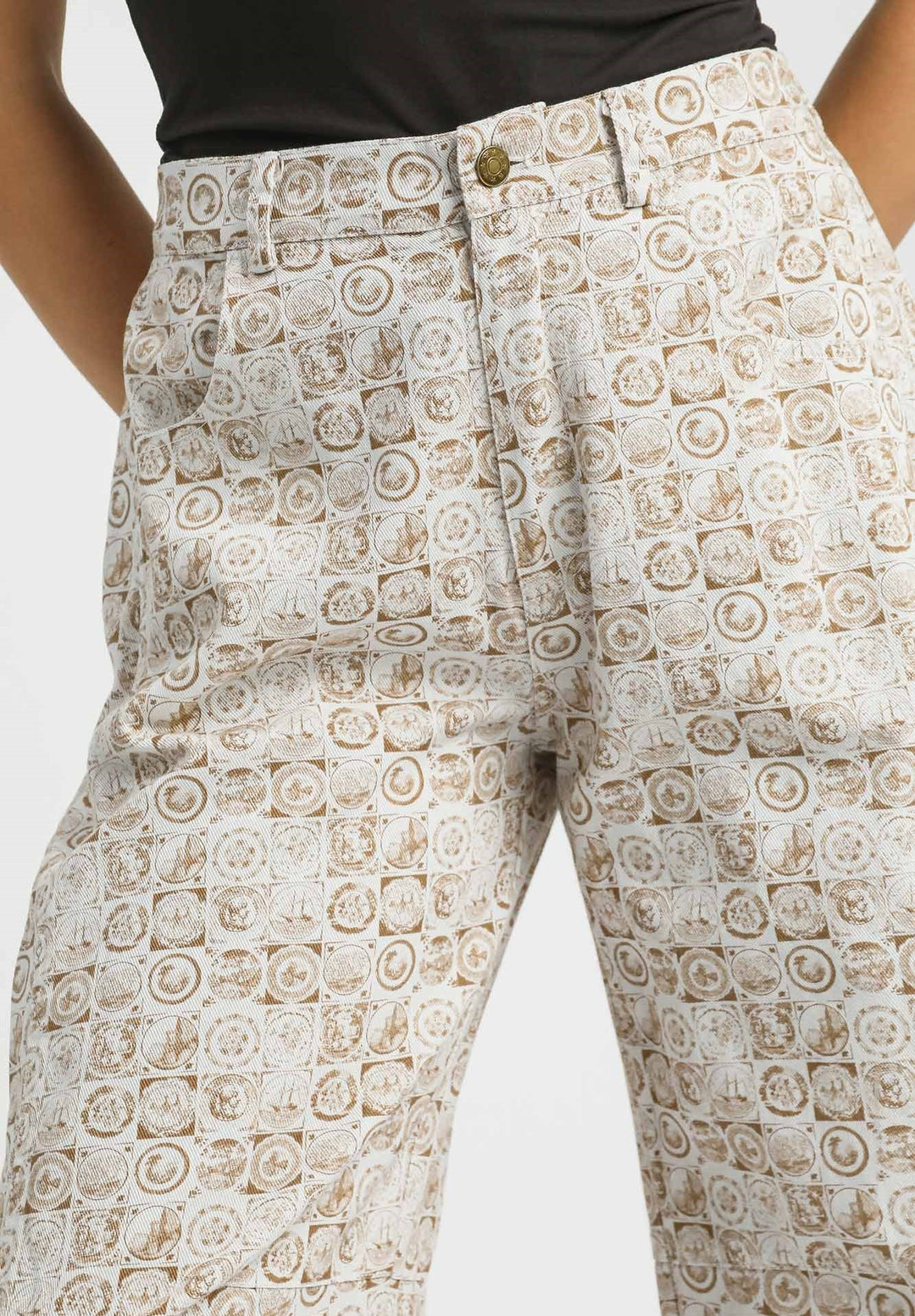 Coin Print Barrel Pants