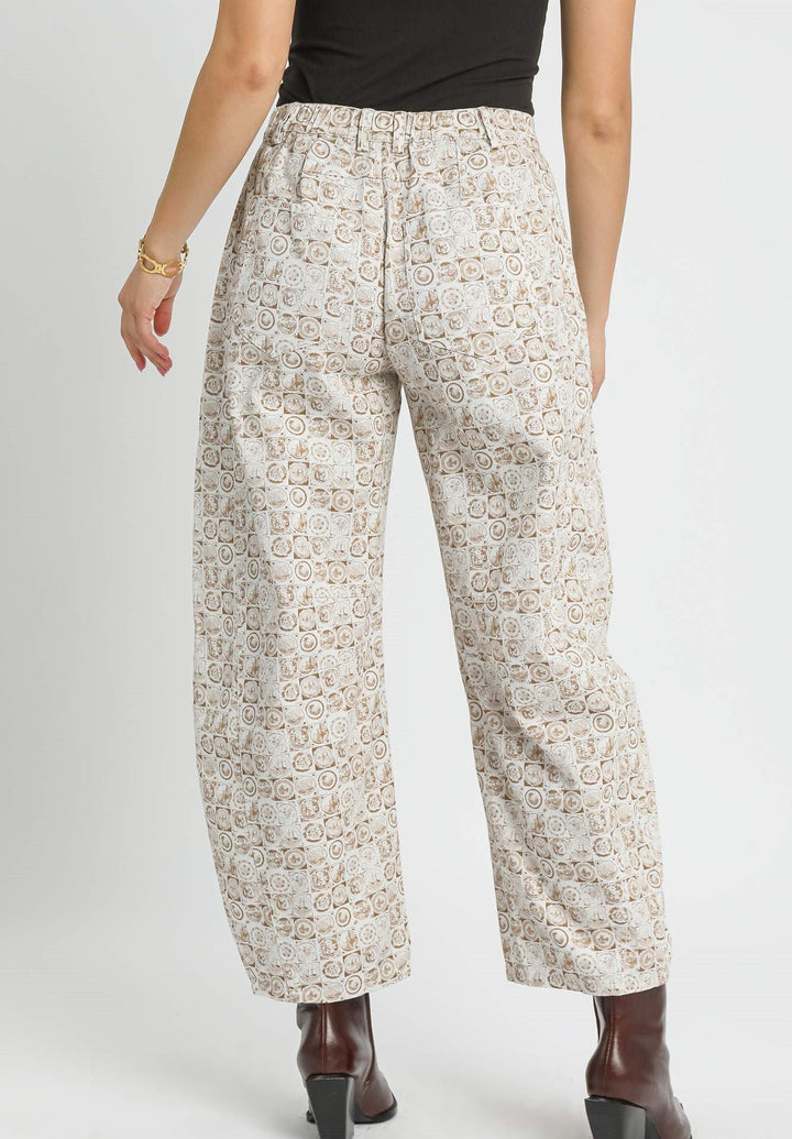 Coin Print Barrel Pants