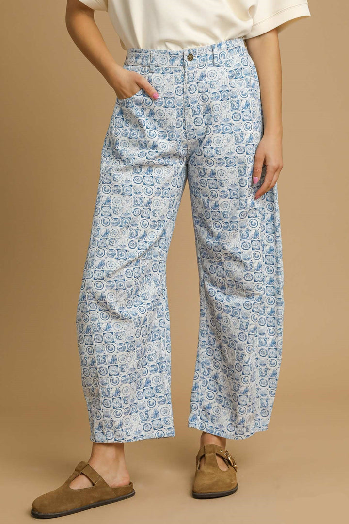 Coin Print Barrel Pants