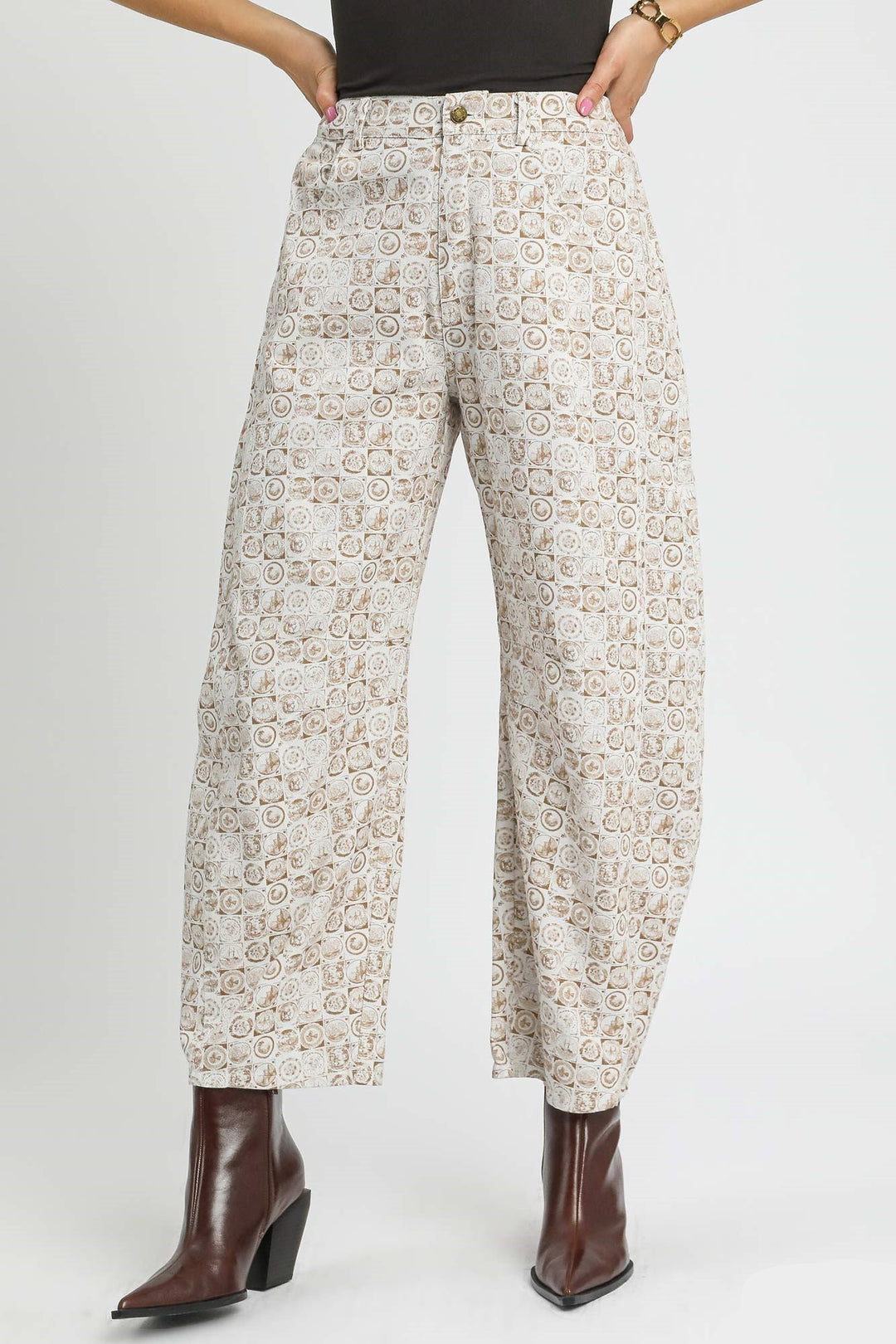 Coin Print Barrel Pants
