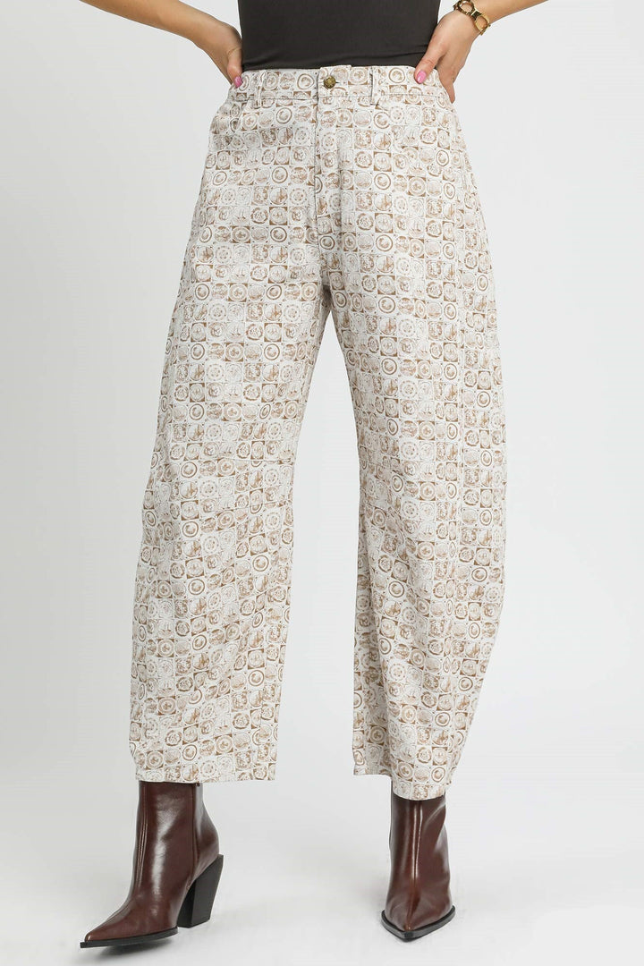 Coin Print Barrel Pants
