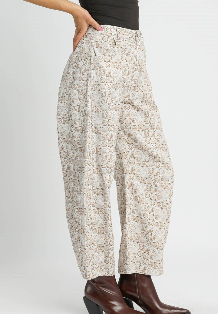 Coin Print Barrel Pants