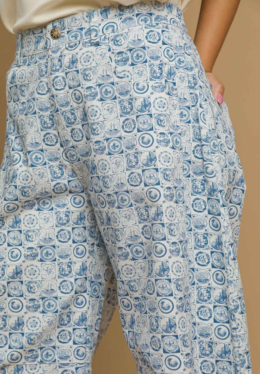 Coin Print Barrel Pants