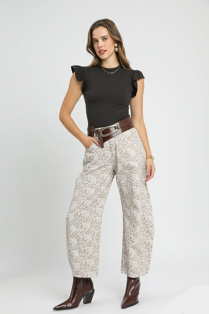 Coin Print Barrel Pants