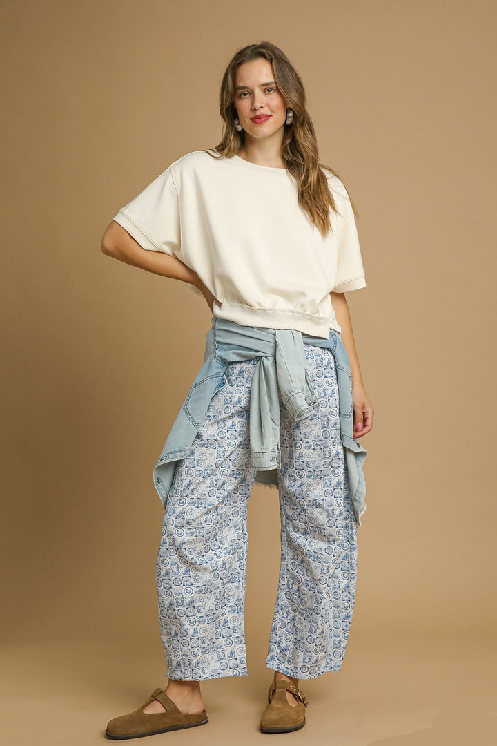 Coin Print Barrel Pants