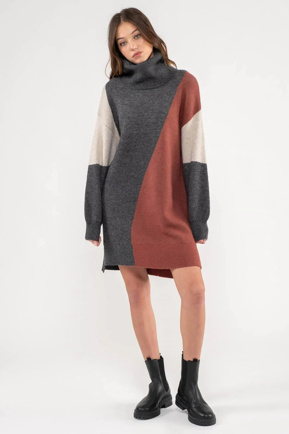 Turtleneck Knit Sweater Dress
