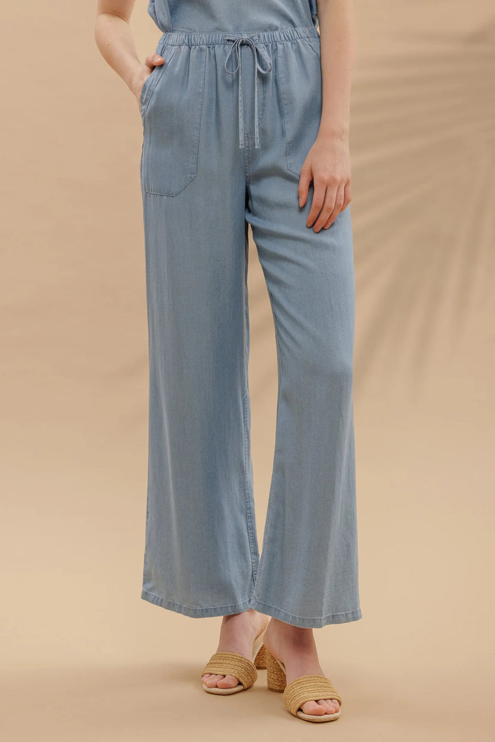 Wide Leg Chambray Pants