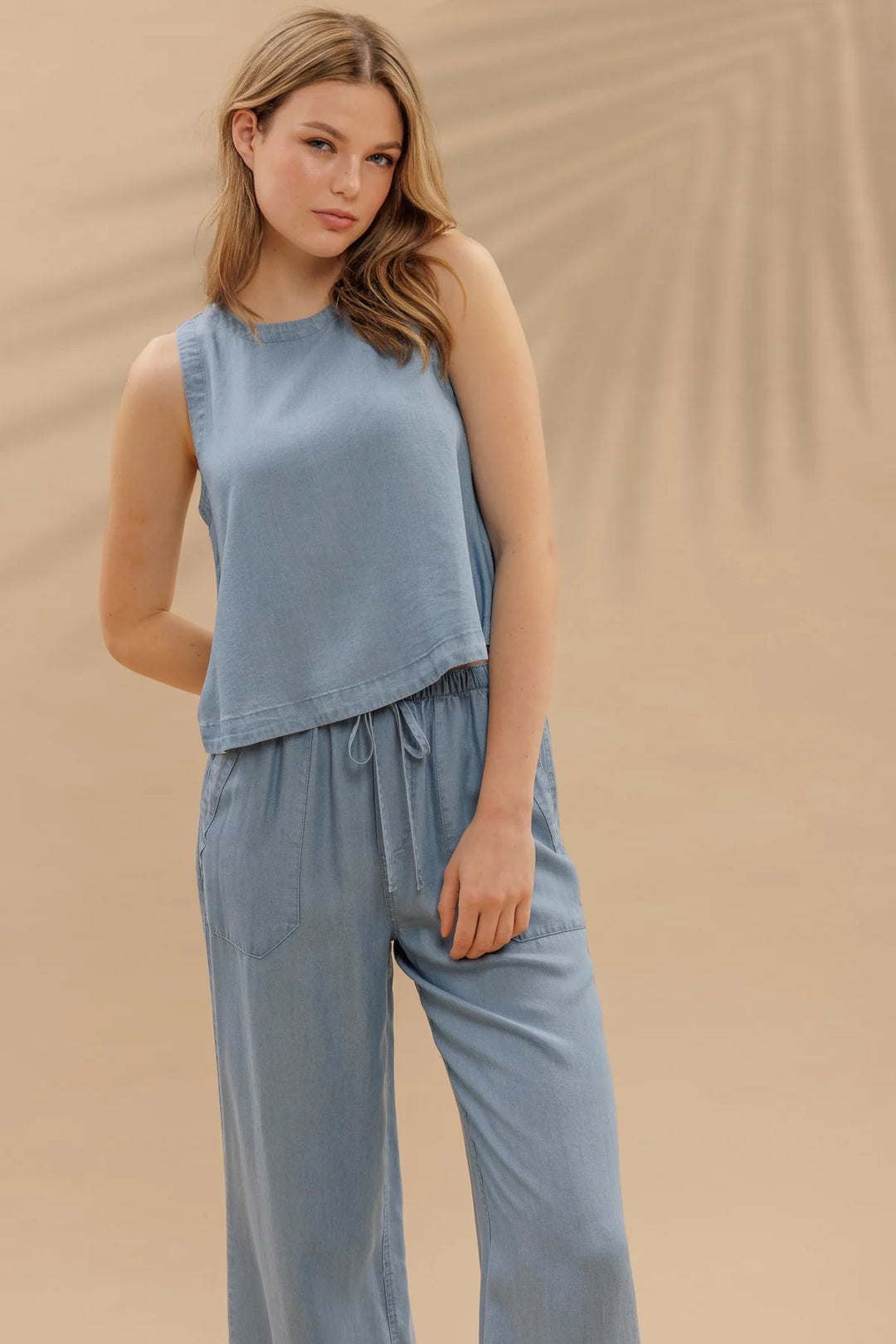 Wide Leg Chambray Pants