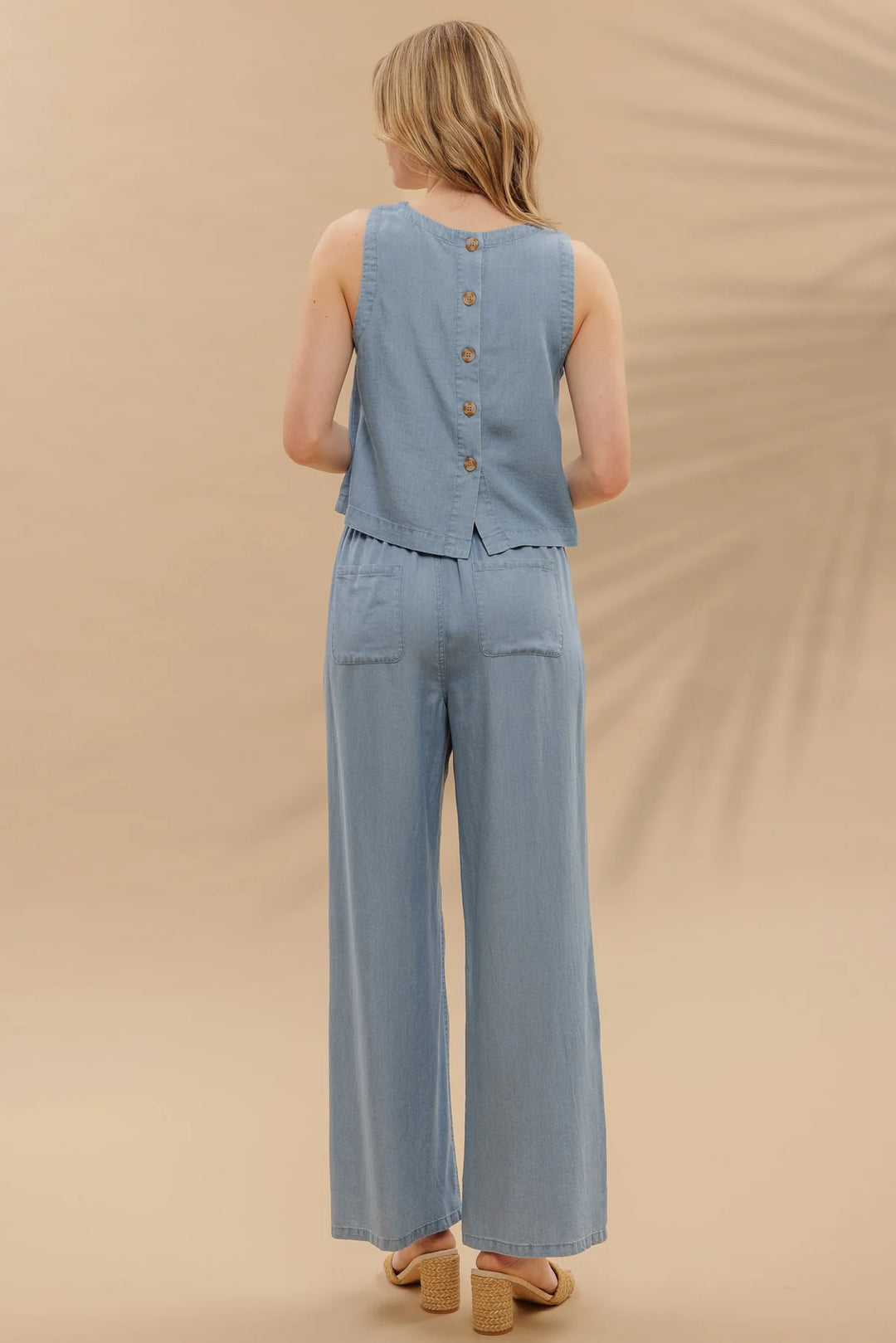 Back Button Chambray  Top