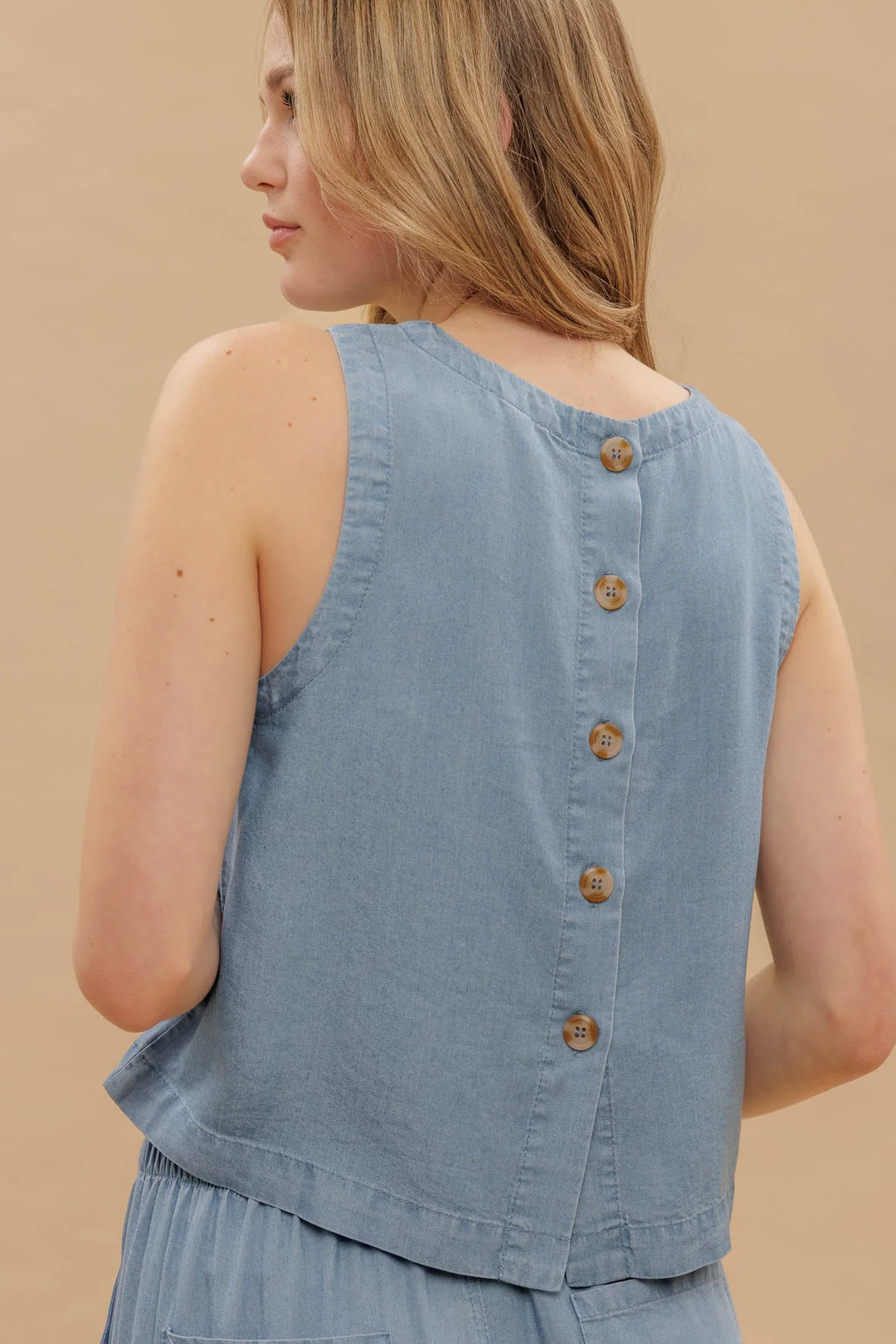 Back Button Chambray  Top