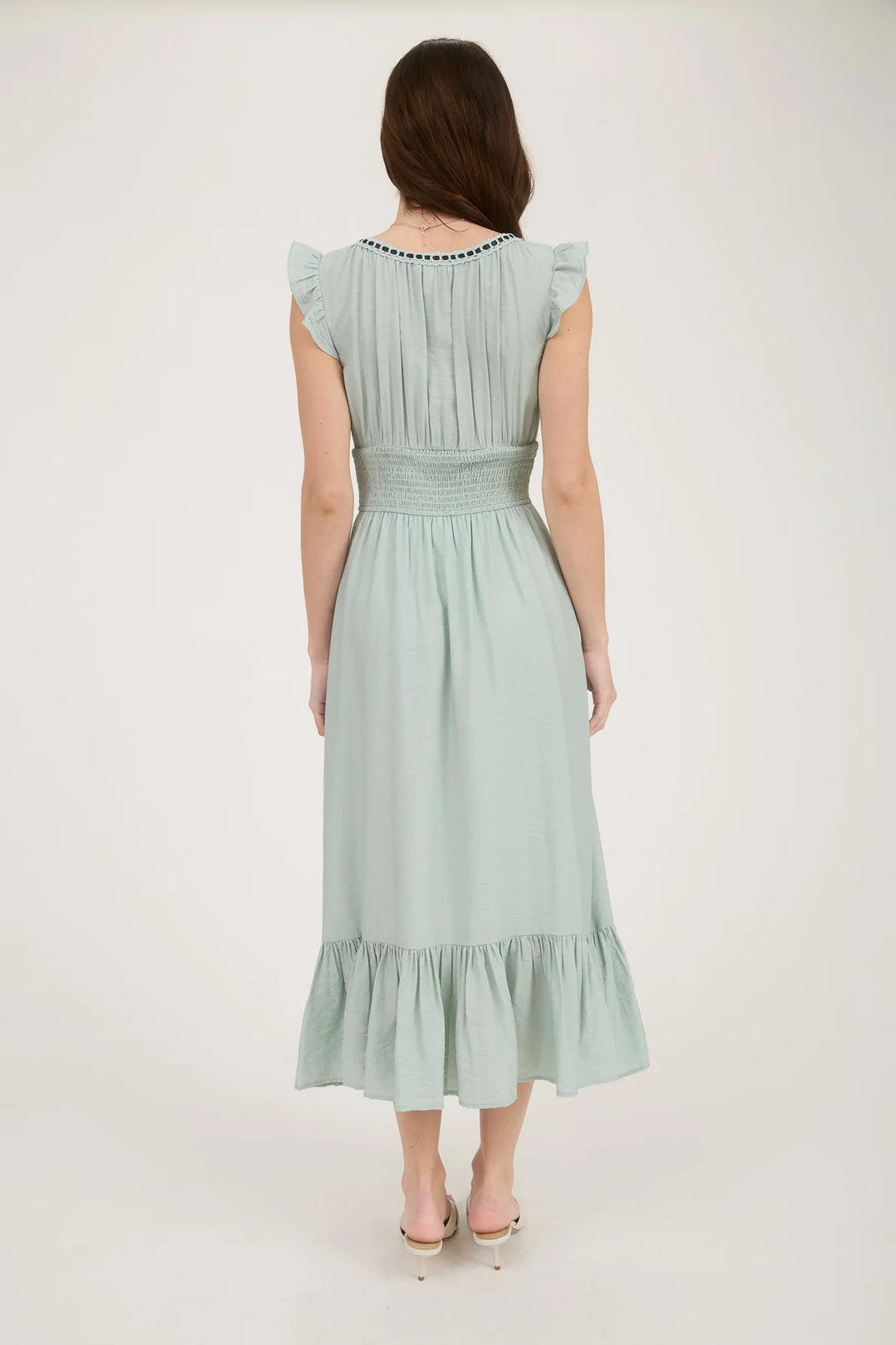 Contrast Ribbon Sage Dress