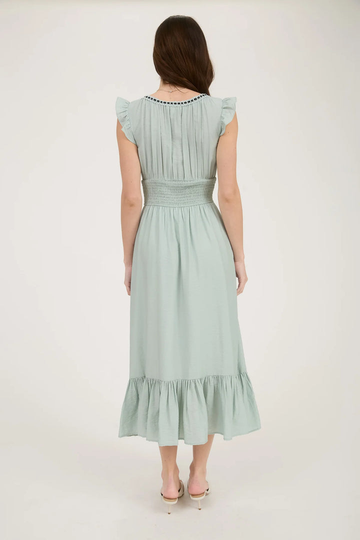 Contrast Ribbon Sage Dress
