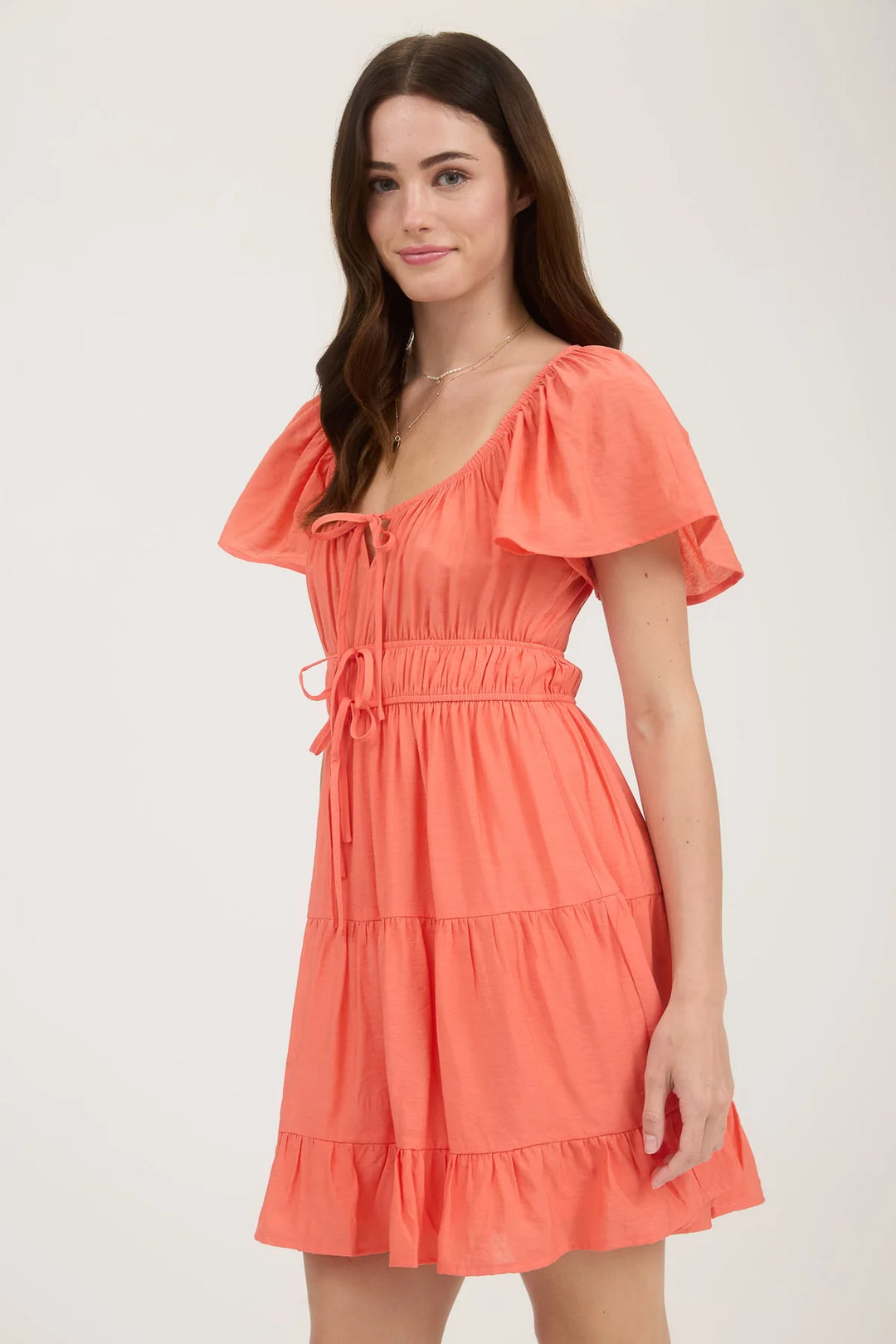 Solid Tiered Mini Dress