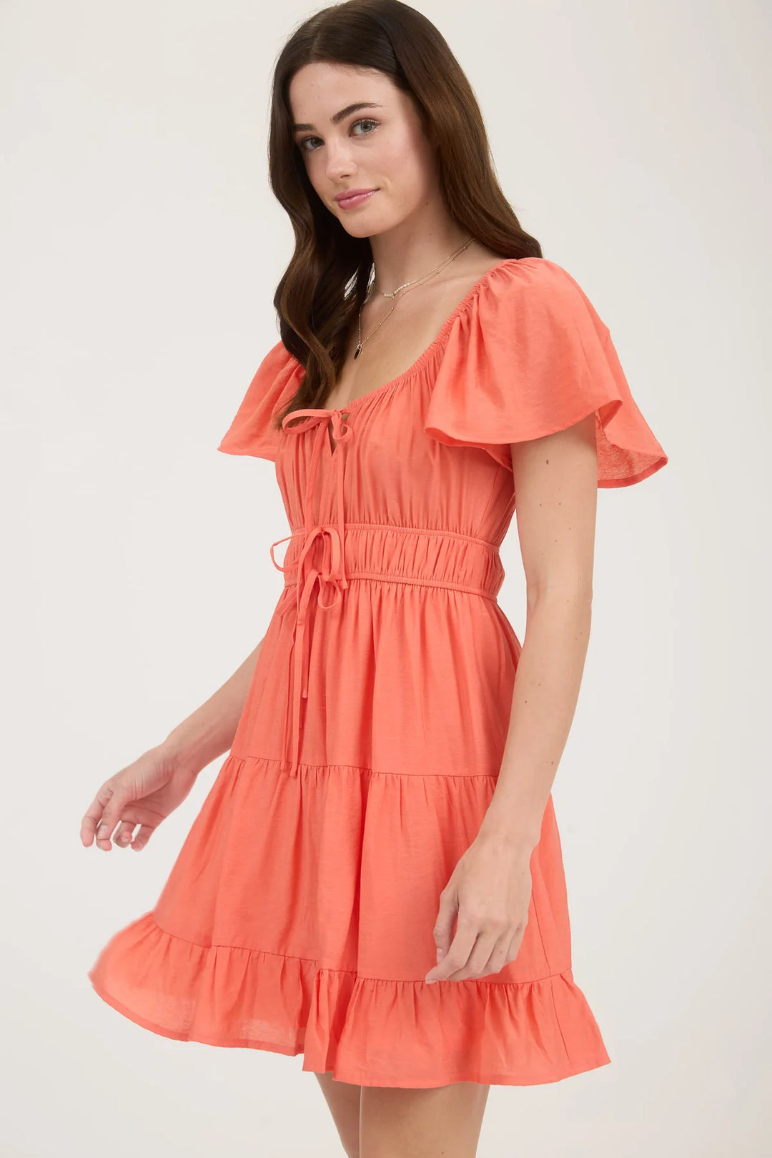 Solid Tiered Mini Dress