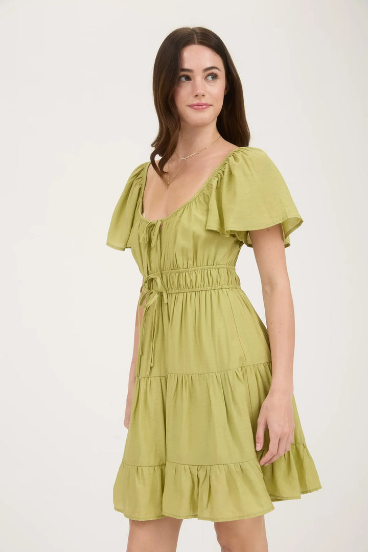 Solid Tiered Mini Dress