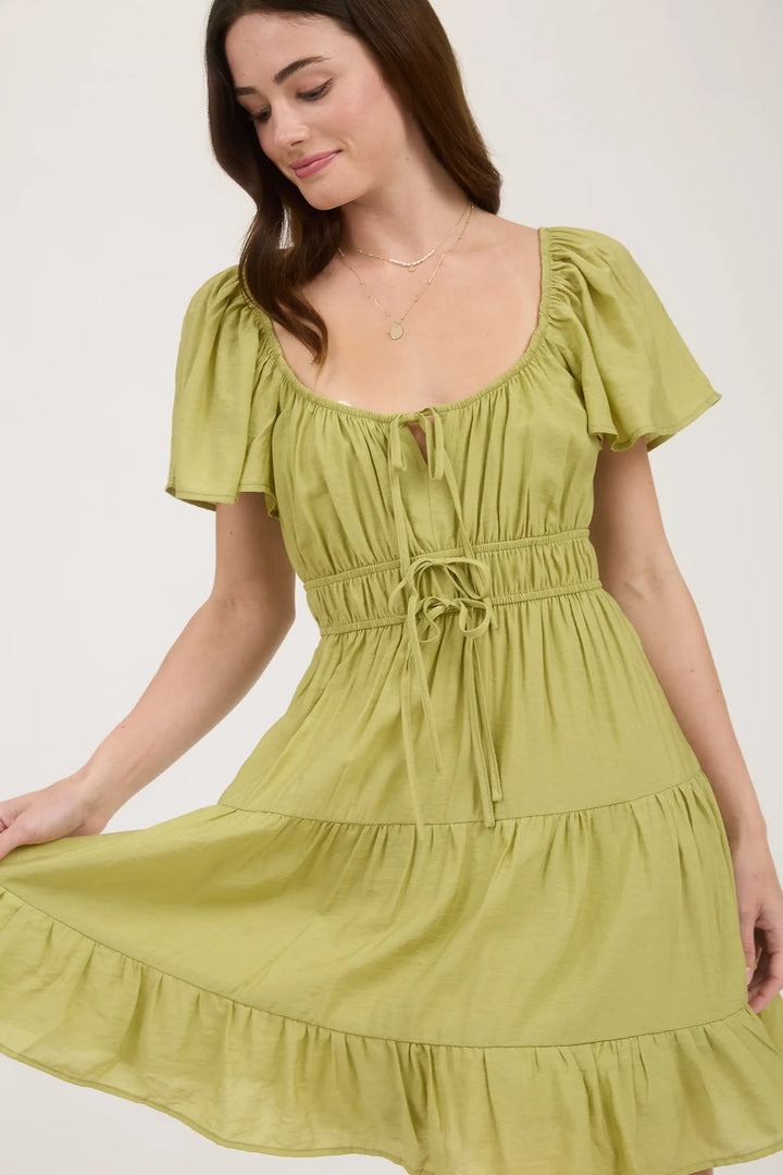 Solid Tiered Mini Dress