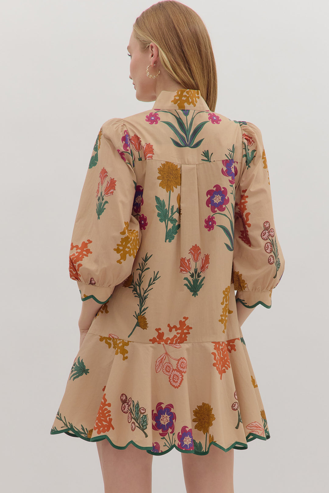 Scallop Hem Floral Mini Dress