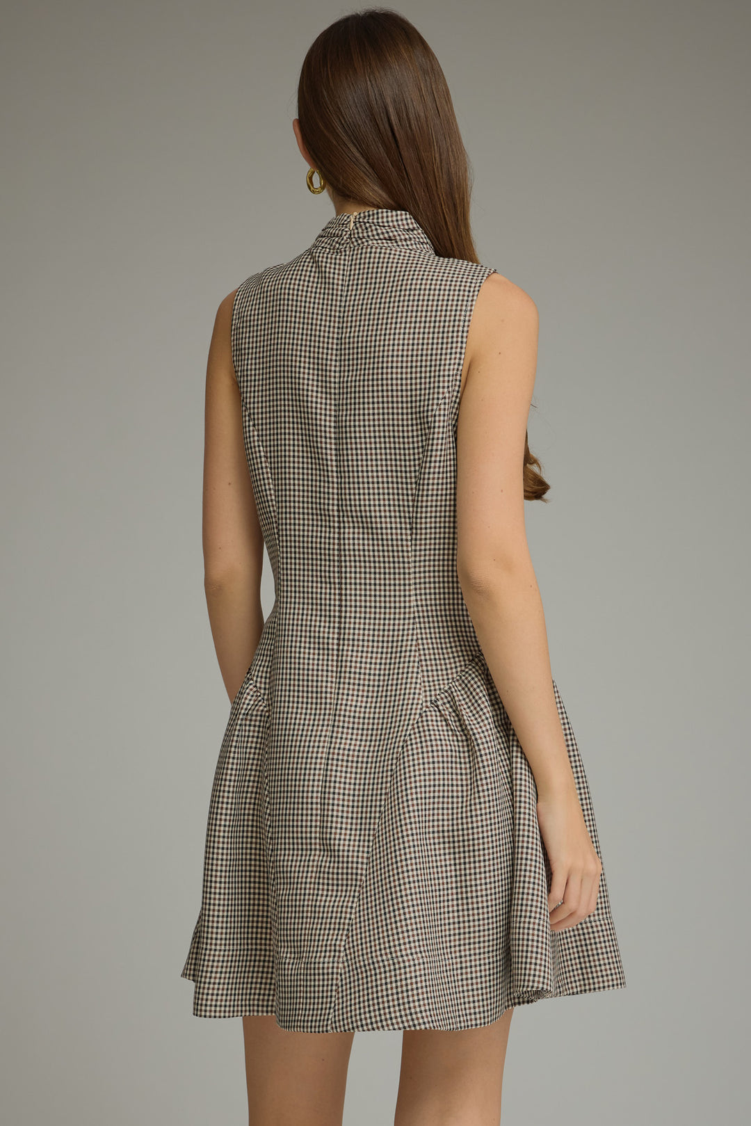 Mock Neck Plaid Mini Dress
