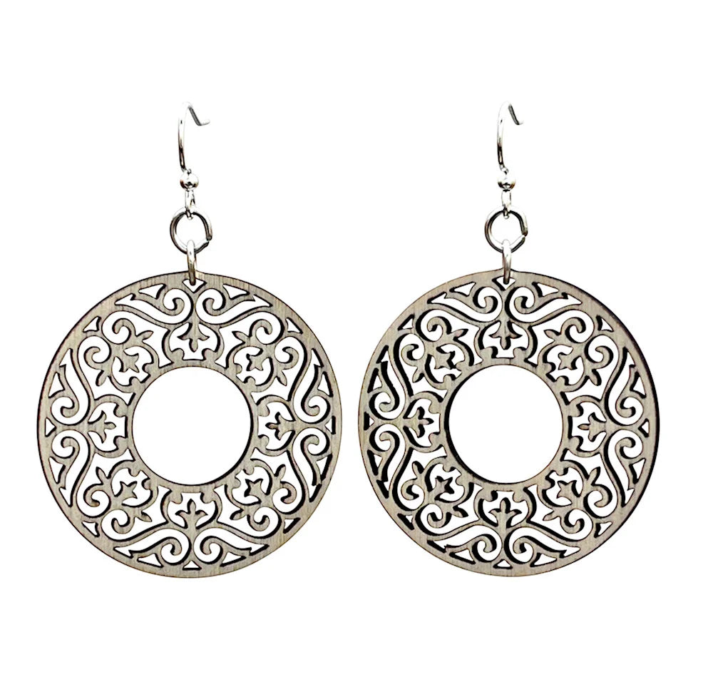 Ornate Torus - Lasercut Wooden Earrings