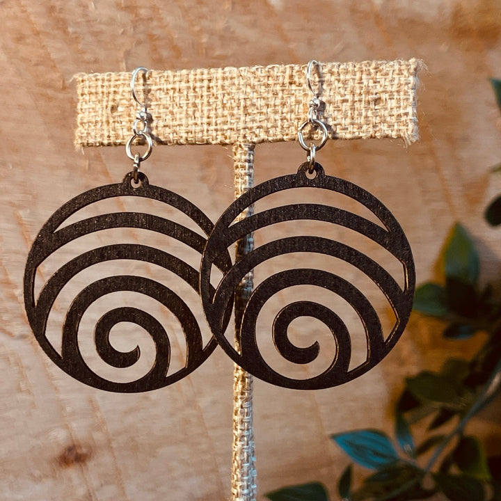 Wave Circle - Laser Cut Wooden Earring
