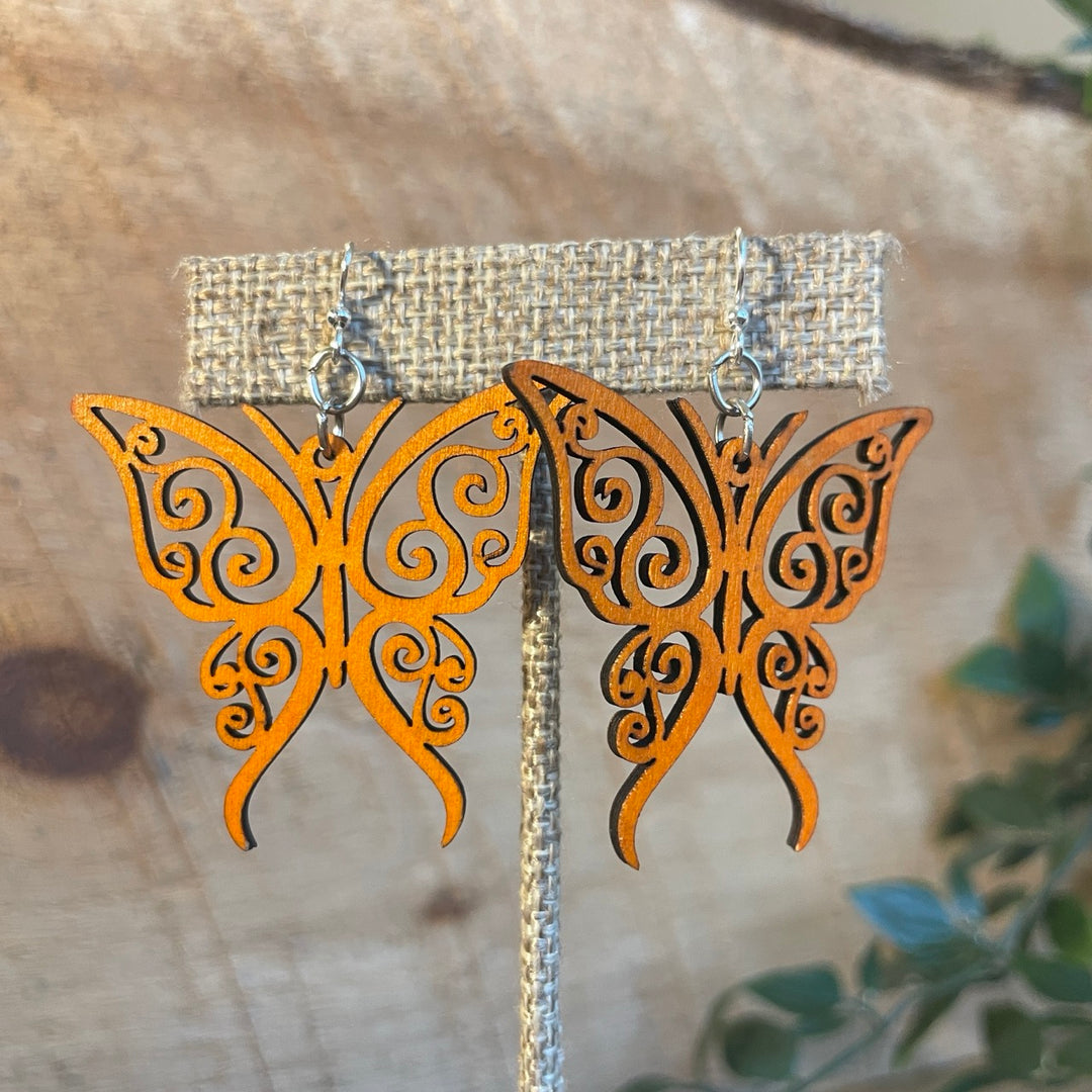 Fancy Butterfly - Laser Cut Wooden Earring
