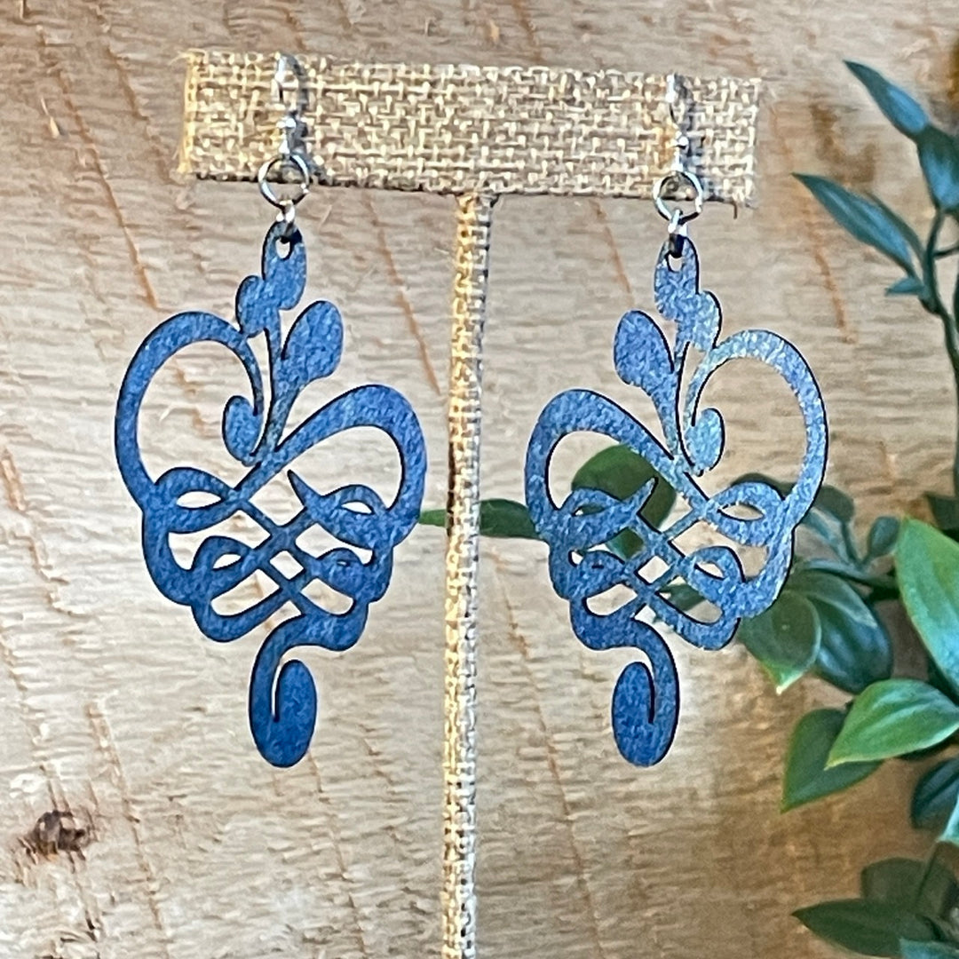 Calligraphy Flower - Laser Cut Wooden Earrings