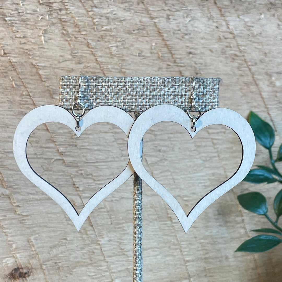 Open Heart - Laser Cut Wooden Earring