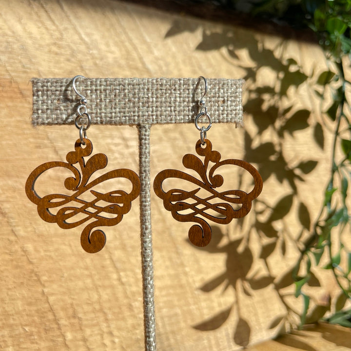 Small Calligraphy - Laser Cut Wooden Earring
