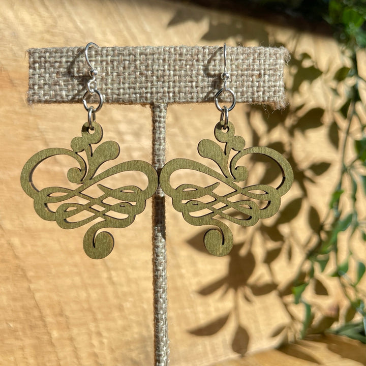 Small Calligraphy - Laser Cut Wooden Earring