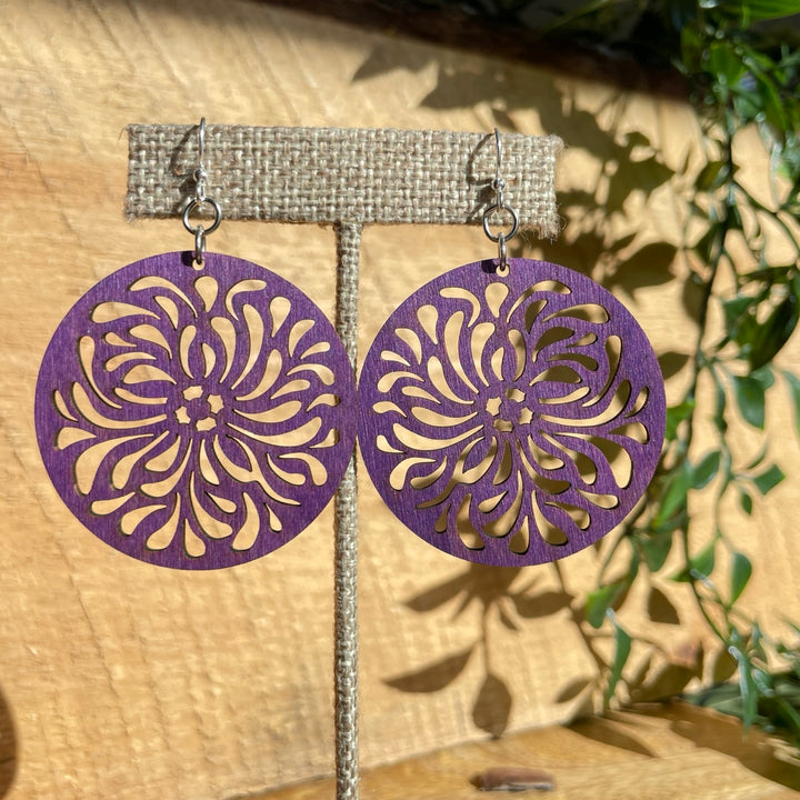 Splash Circle - Laser Cut Wooden Earring