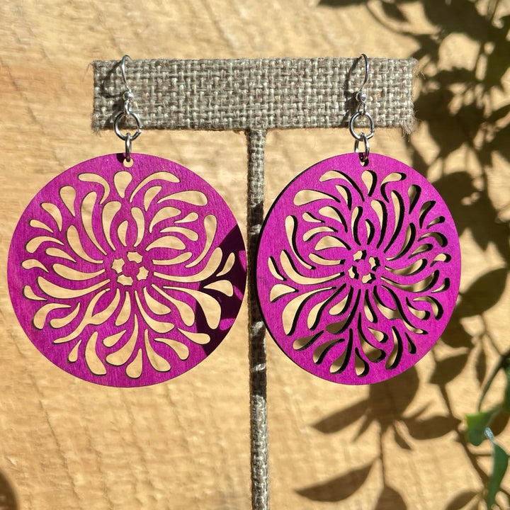 Splash Circle - Laser Cut Wooden Earring