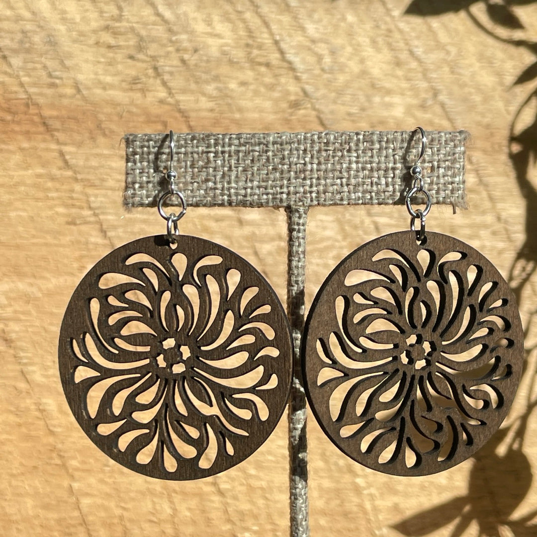 Splash Circle - Laser Cut Wooden Earring