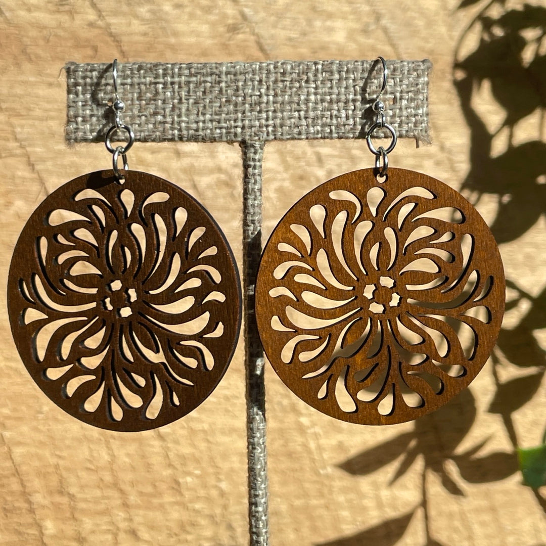 Splash Circle - Laser Cut Wooden Earring