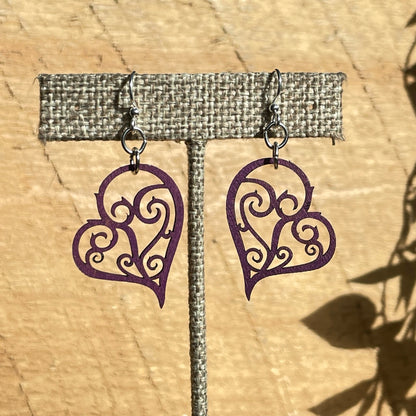 Heart In Vines - Laser Cut Wooden Earring
