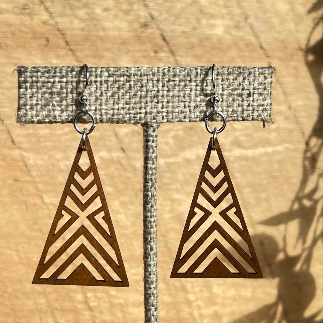 Interlocked Triangle - Laser Cut Wooden Earring