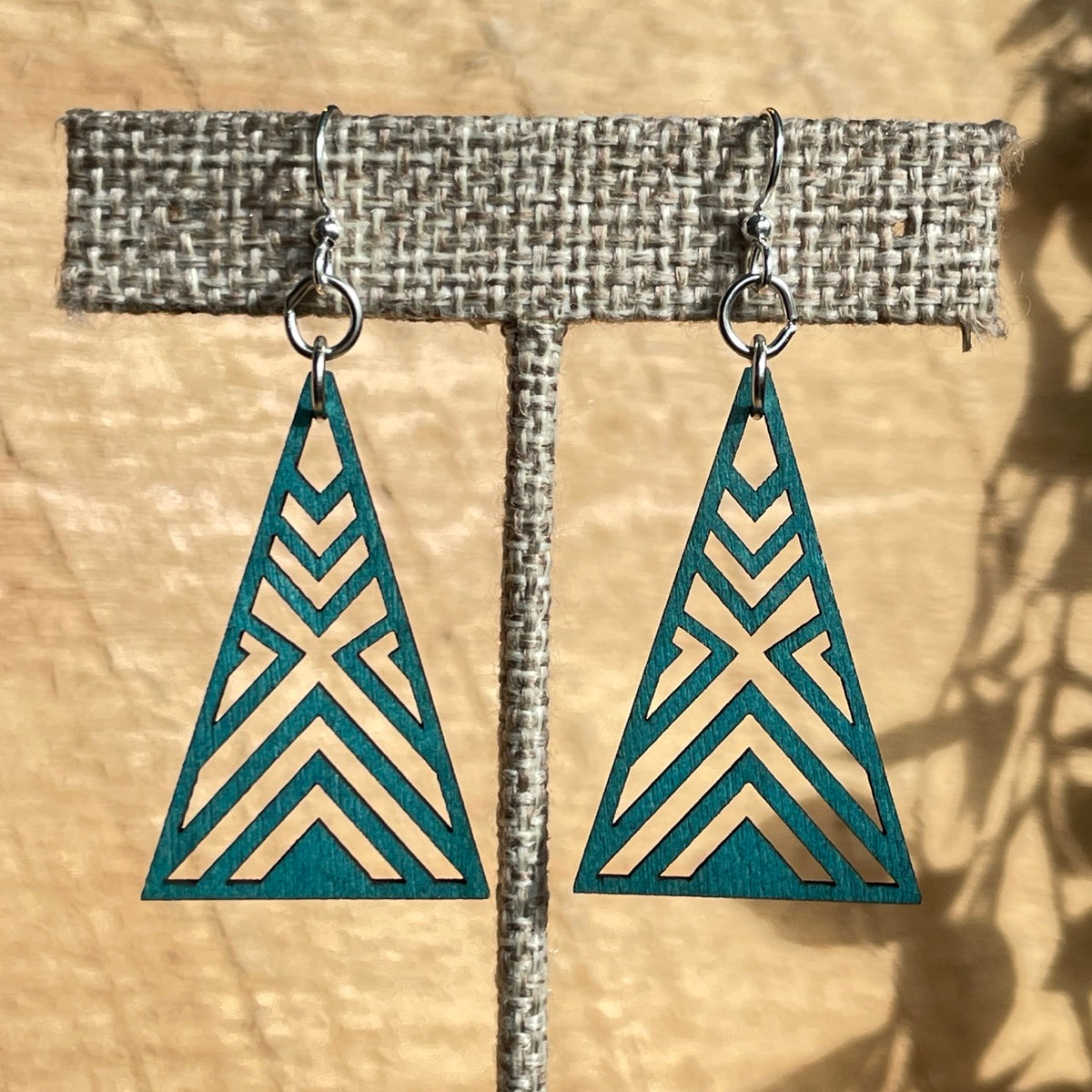 Interlocked Triangle - Laser Cut Wooden Earring
