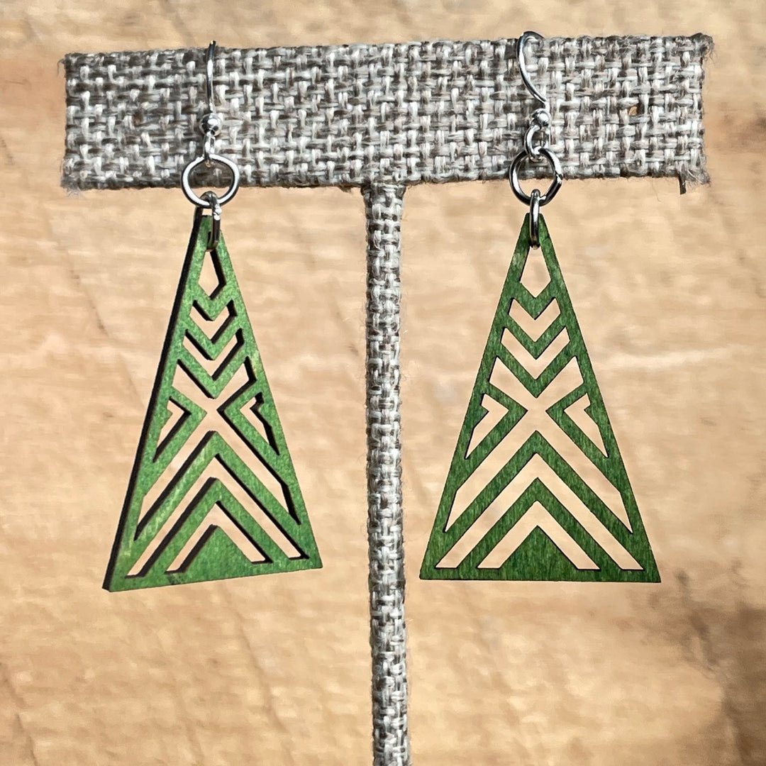 Interlocked Triangle - Laser Cut Wooden Earring