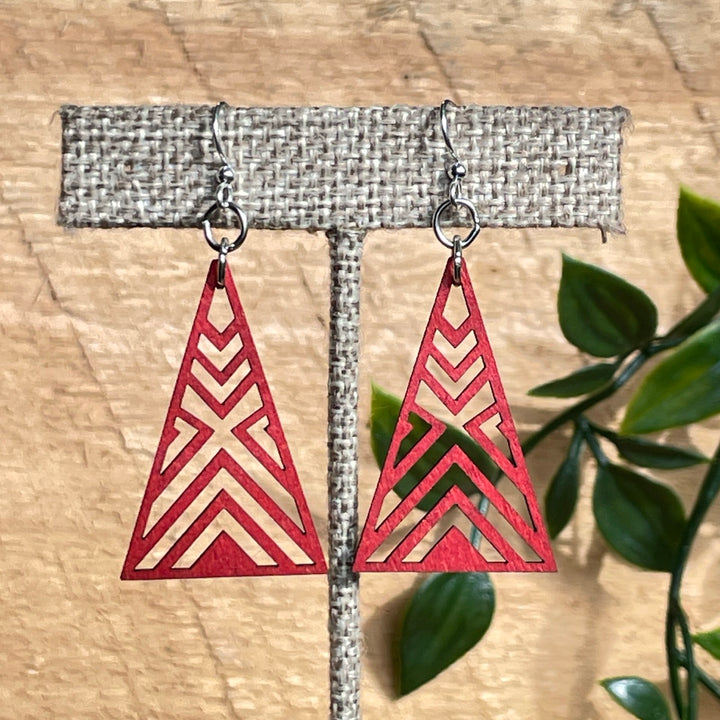 Interlocked Triangle - Laser Cut Wooden Earring