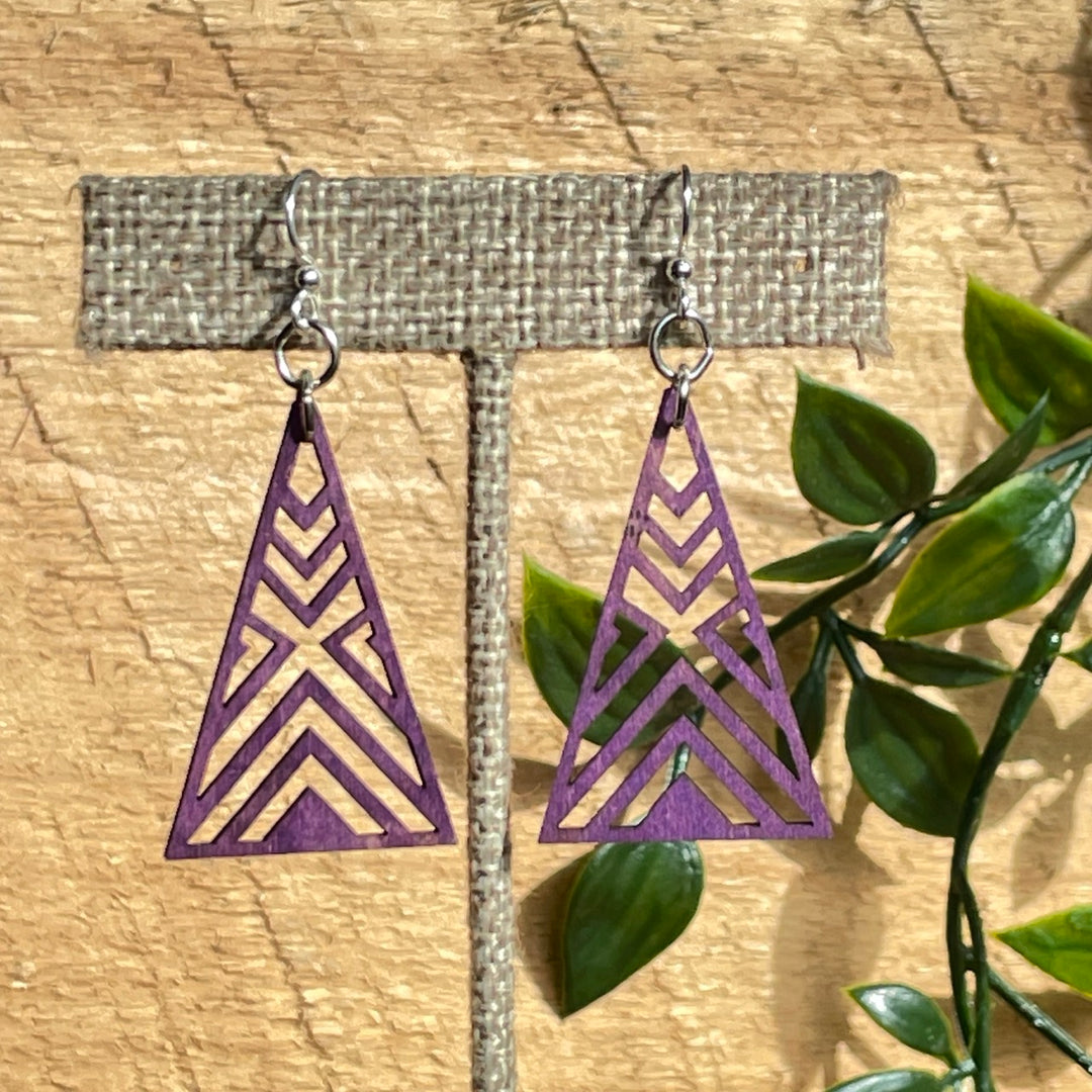 Interlocked Triangle - Laser Cut Wooden Earring