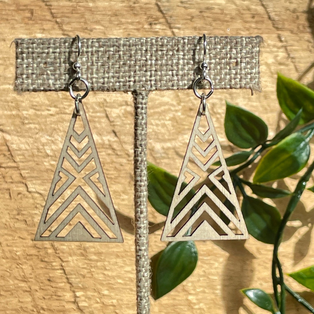 Interlocked Triangle - Laser Cut Wooden Earring