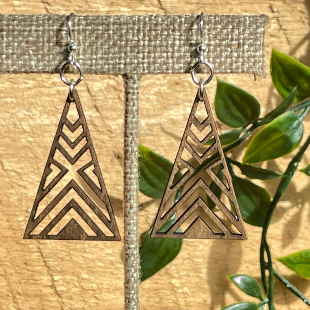 Interlocked Triangle - Laser Cut Wooden Earring