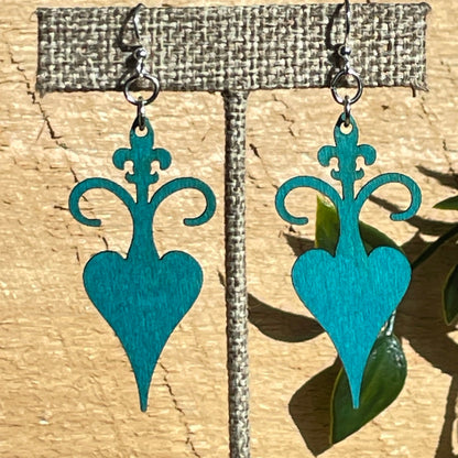 Rooted Fleur De Lis - Laser Cut Wooden Earring