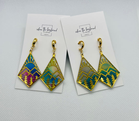 Mountain Sunrise In Diamond Earrings