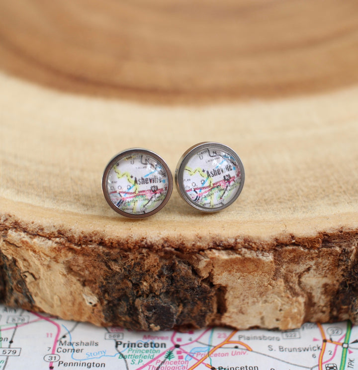 Asheville Map Studs by Livin' Freely